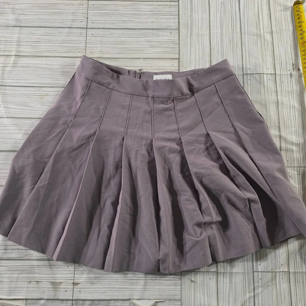Sunday Best Aritzia Olive Skirt Purple Mauve Pleated Mini Skirt Size 4